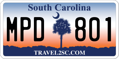 SC license plate MPD801