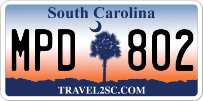 SC license plate MPD802