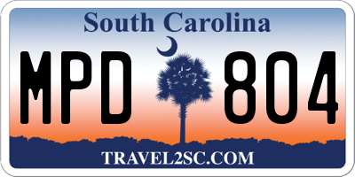 SC license plate MPD804