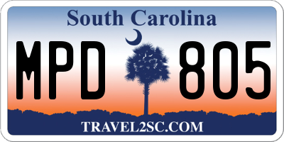 SC license plate MPD805