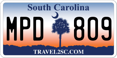 SC license plate MPD809