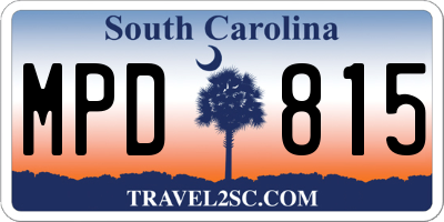 SC license plate MPD815