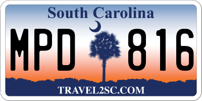 SC license plate MPD816