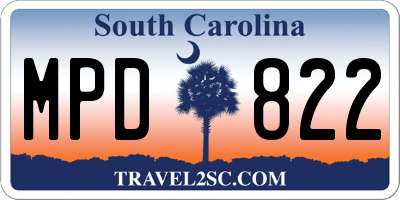 SC license plate MPD822