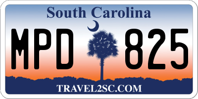 SC license plate MPD825