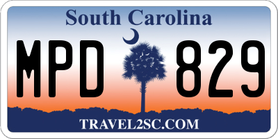 SC license plate MPD829