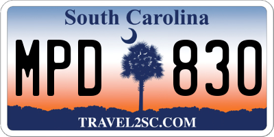 SC license plate MPD830