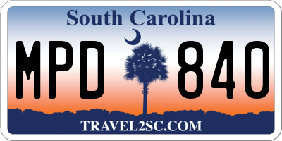 SC license plate MPD840