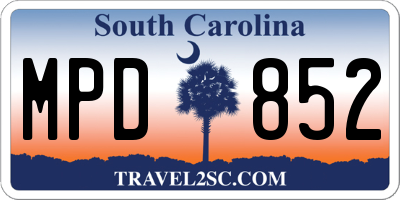 SC license plate MPD852