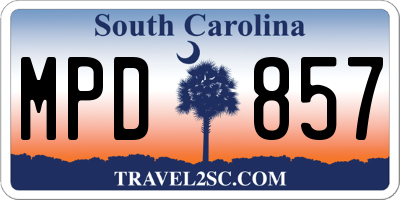 SC license plate MPD857