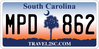 SC license plate MPD862
