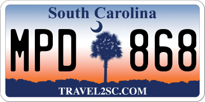 SC license plate MPD868
