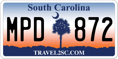 SC license plate MPD872