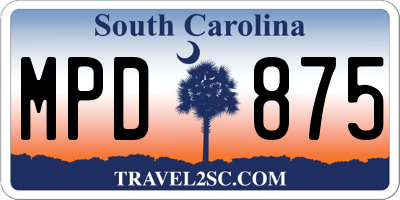 SC license plate MPD875