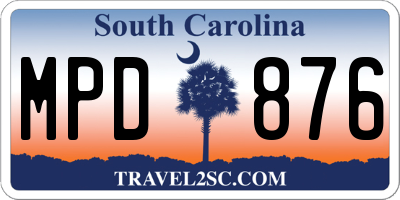 SC license plate MPD876