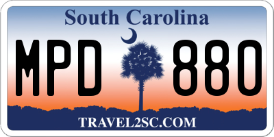 SC license plate MPD880