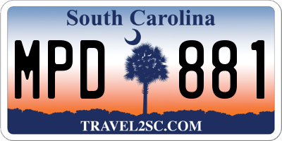 SC license plate MPD881