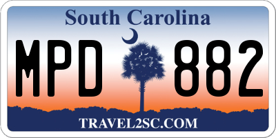 SC license plate MPD882