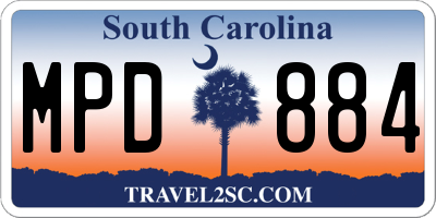 SC license plate MPD884