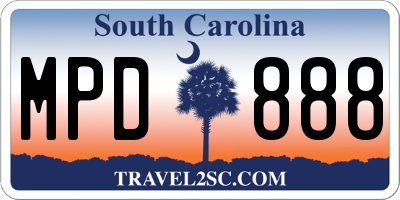 SC license plate MPD888