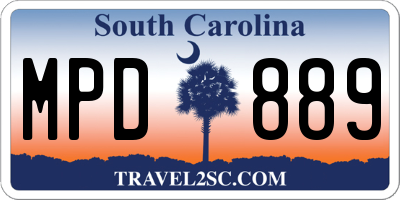 SC license plate MPD889