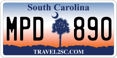 SC license plate MPD890
