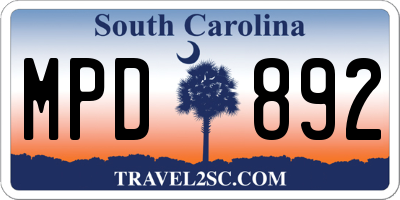 SC license plate MPD892