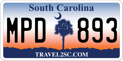 SC license plate MPD893