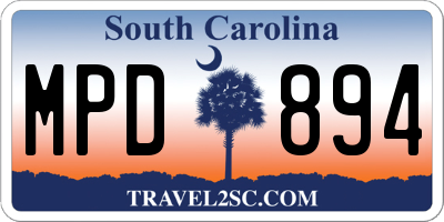 SC license plate MPD894