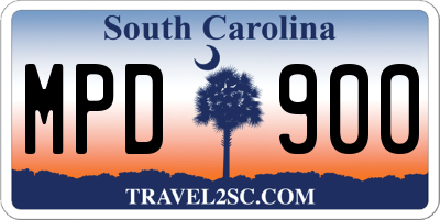 SC license plate MPD900