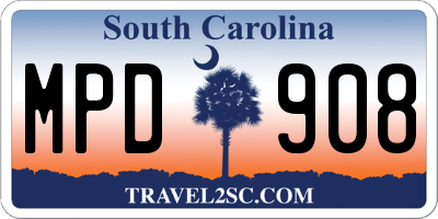 SC license plate MPD908