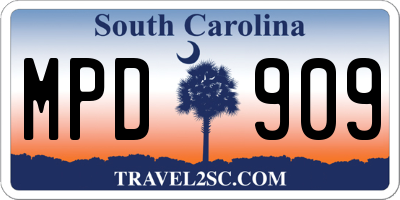 SC license plate MPD909