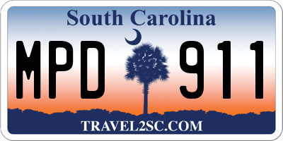 SC license plate MPD911