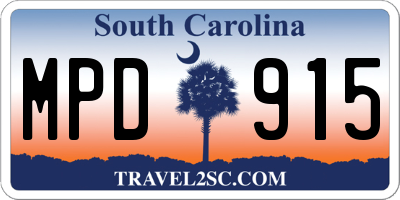 SC license plate MPD915