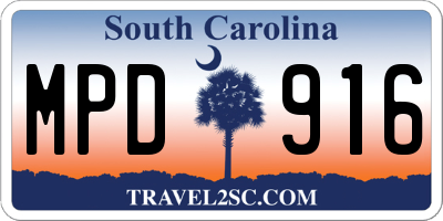 SC license plate MPD916