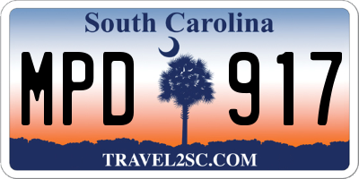SC license plate MPD917