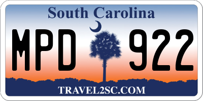 SC license plate MPD922