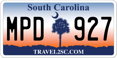 SC license plate MPD927