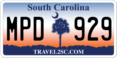 SC license plate MPD929
