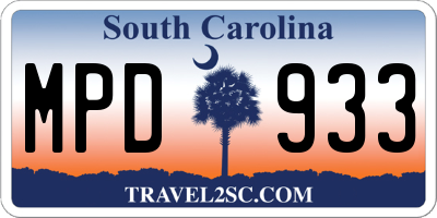 SC license plate MPD933