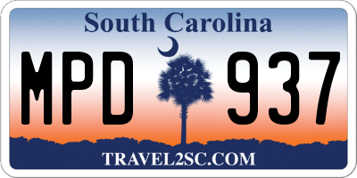 SC license plate MPD937