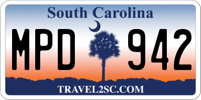 SC license plate MPD942