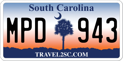 SC license plate MPD943