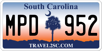 SC license plate MPD952