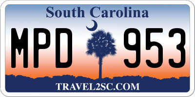 SC license plate MPD953