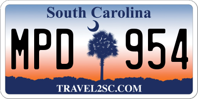 SC license plate MPD954