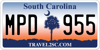 SC license plate MPD955