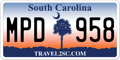 SC license plate MPD958