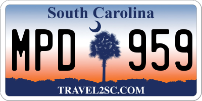 SC license plate MPD959