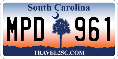 SC license plate MPD961